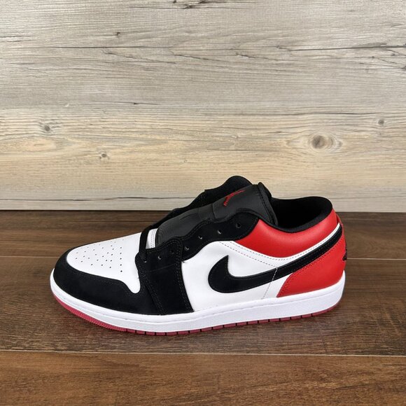 Nike Air Jordan 1 Low Black Toe Mens Size 10.5 White Black Gym Red IB8971 106 - Picture 2 of 9